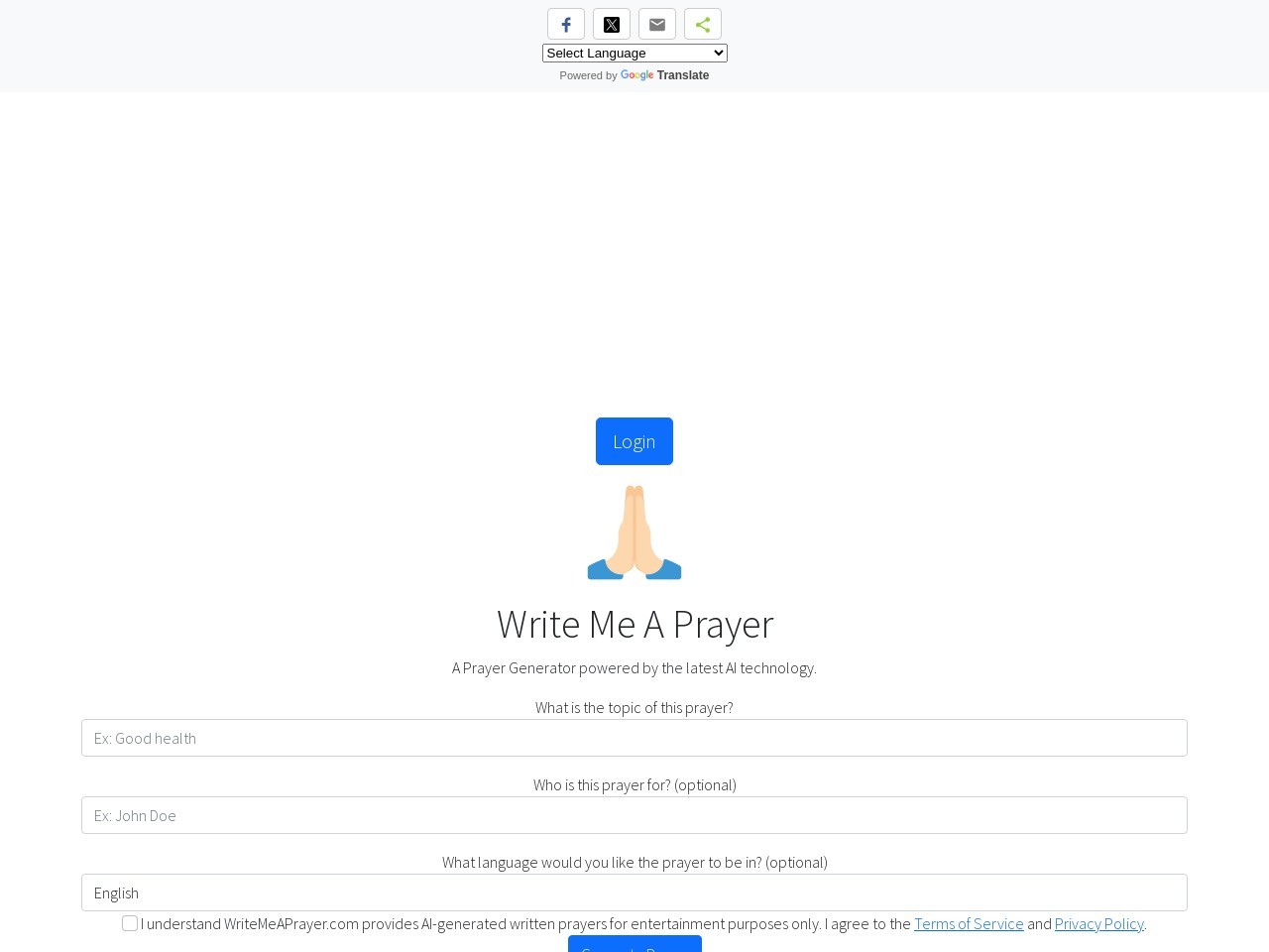 Write Me A Prayer – AI Prayer Generator-个性化祈祷生成器