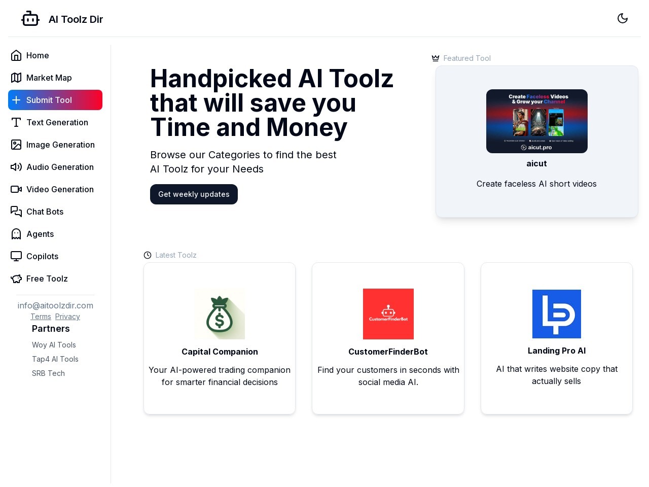 AI Toolz Dir – Marketmap-精选生成性AI工具，节省时间和金钱