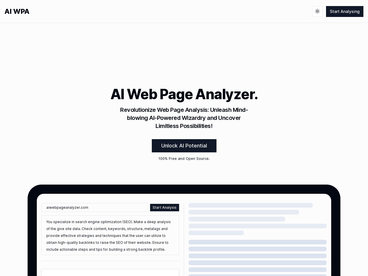 AI Web Page Analyzer (AI WPA)官网 – 智能网页分析工具，轻松提炼数据