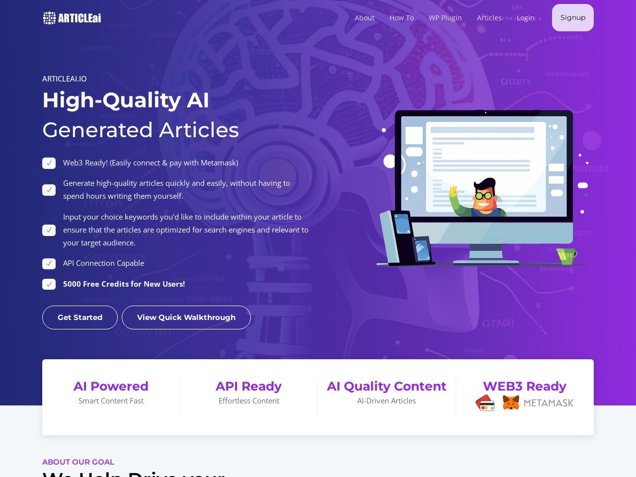 ArticleAI.io官网 – AI创作高质量文章的在线工具