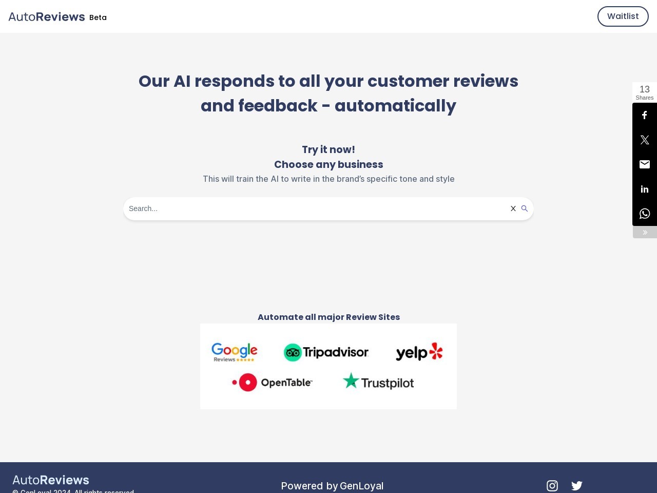 AutoReviews AI官网 – 自动回复客户评价的智能工具