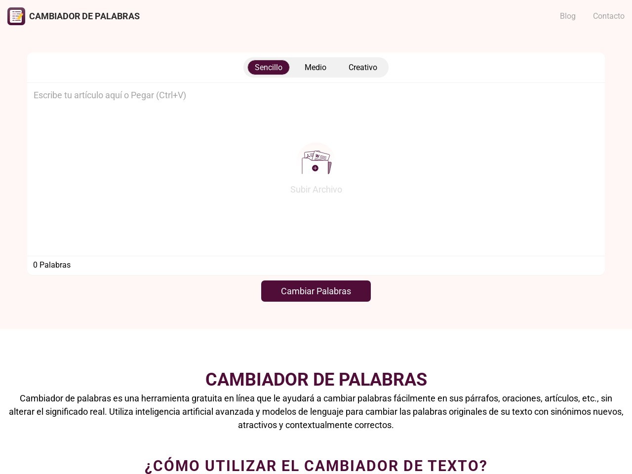 Cambiador De Palabras官网 – 即时准确地改变文本