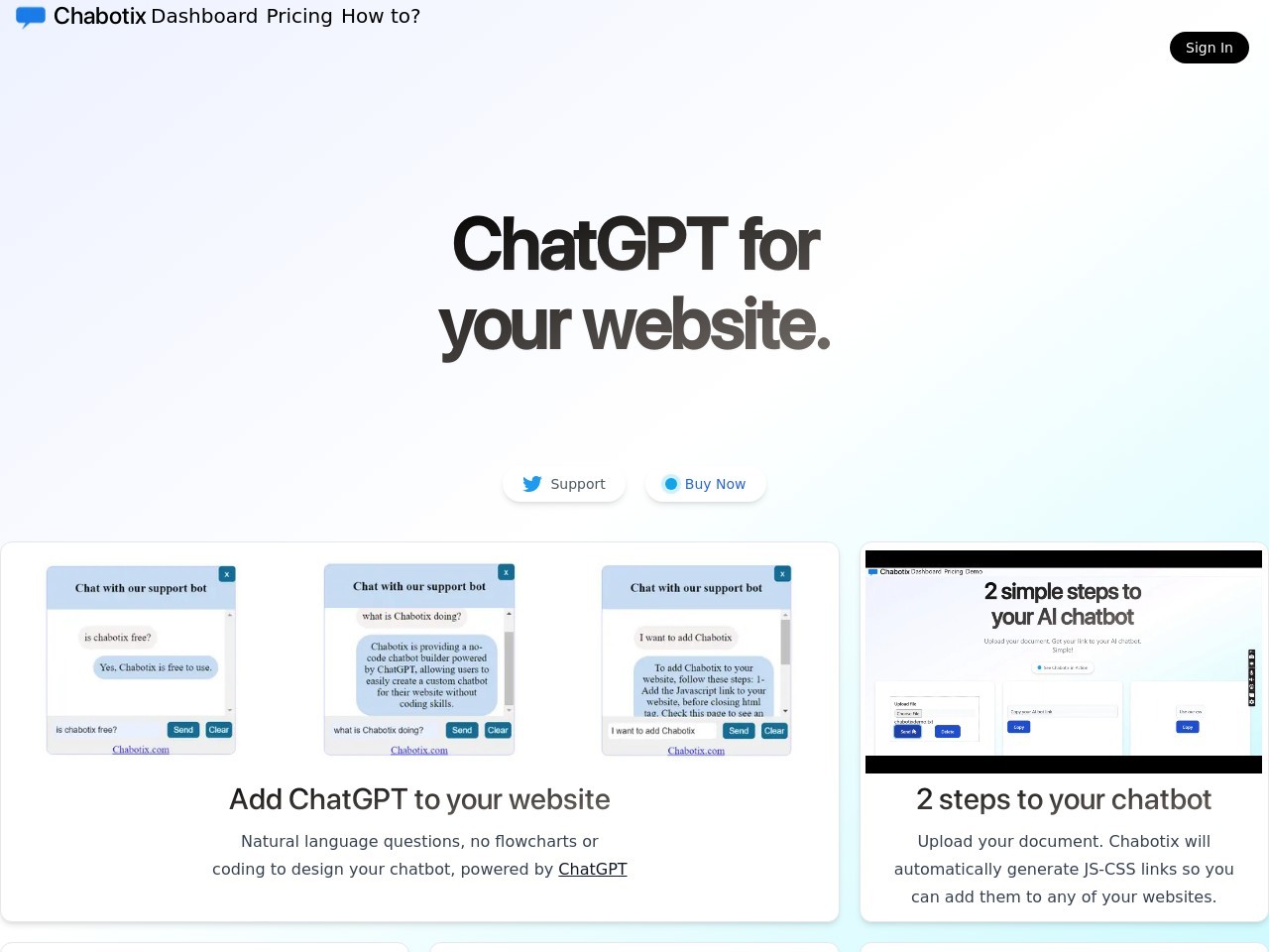 Chabotix官网 – 无代码的ChatGPT AI聊天机器人构建器