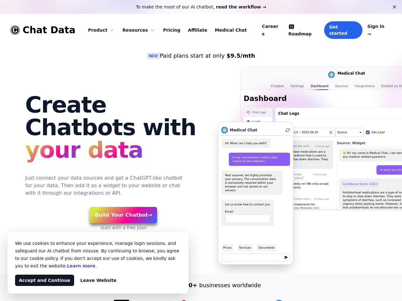 Chat Data官网 – 灵活的AI聊天机器人平台