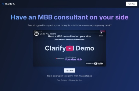 Clarify AI官网 – 帮助忙碌的专业人士理清模糊想法