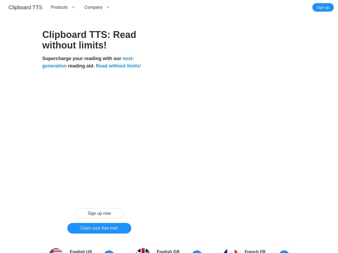Clipboard TTS官网 – 下一代文本转语音阅读助手