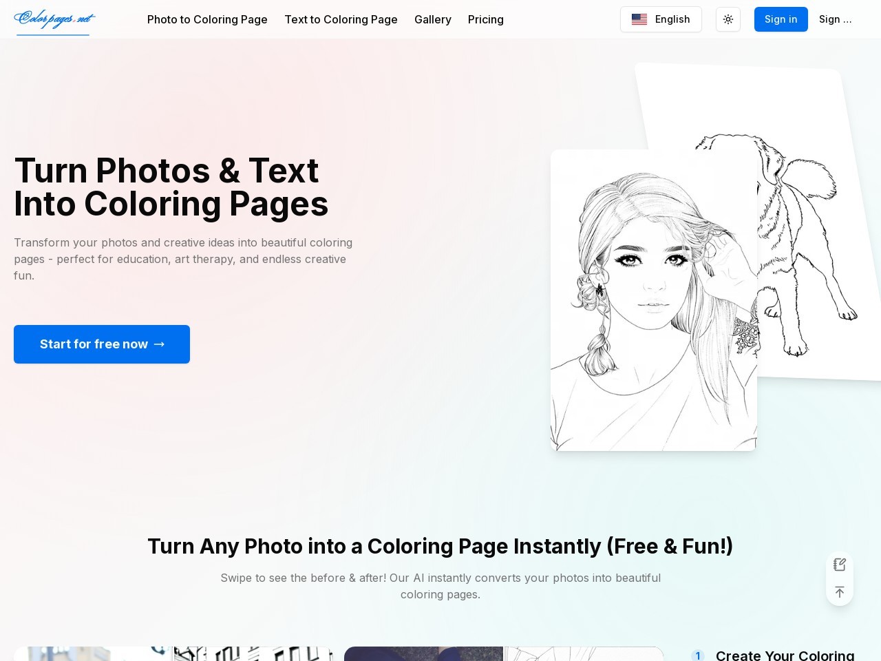 colorpages官网 – 在线生成个性化涂色页
