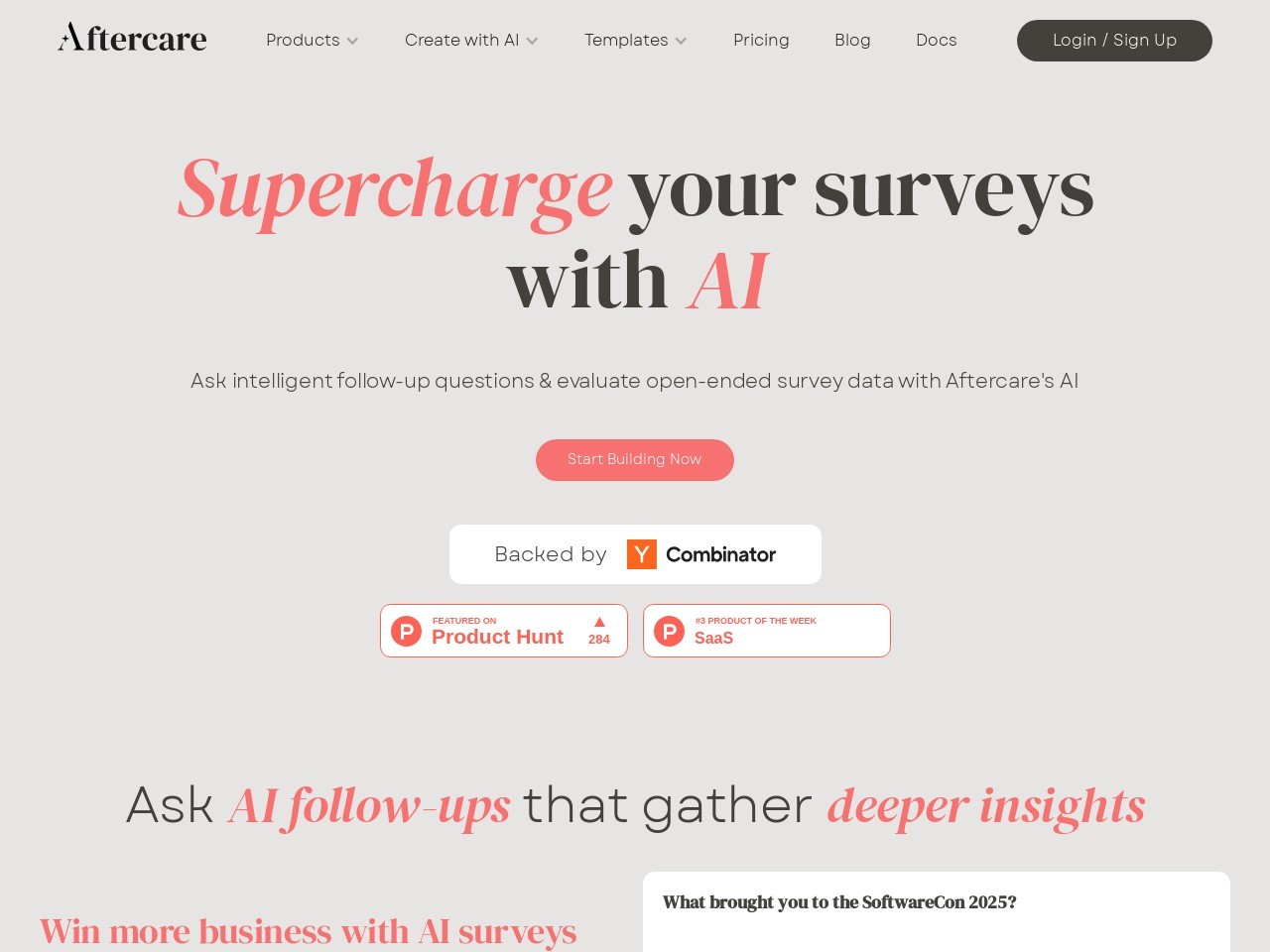 Aftercare官网 – AI驱动的调查后续问卷工具