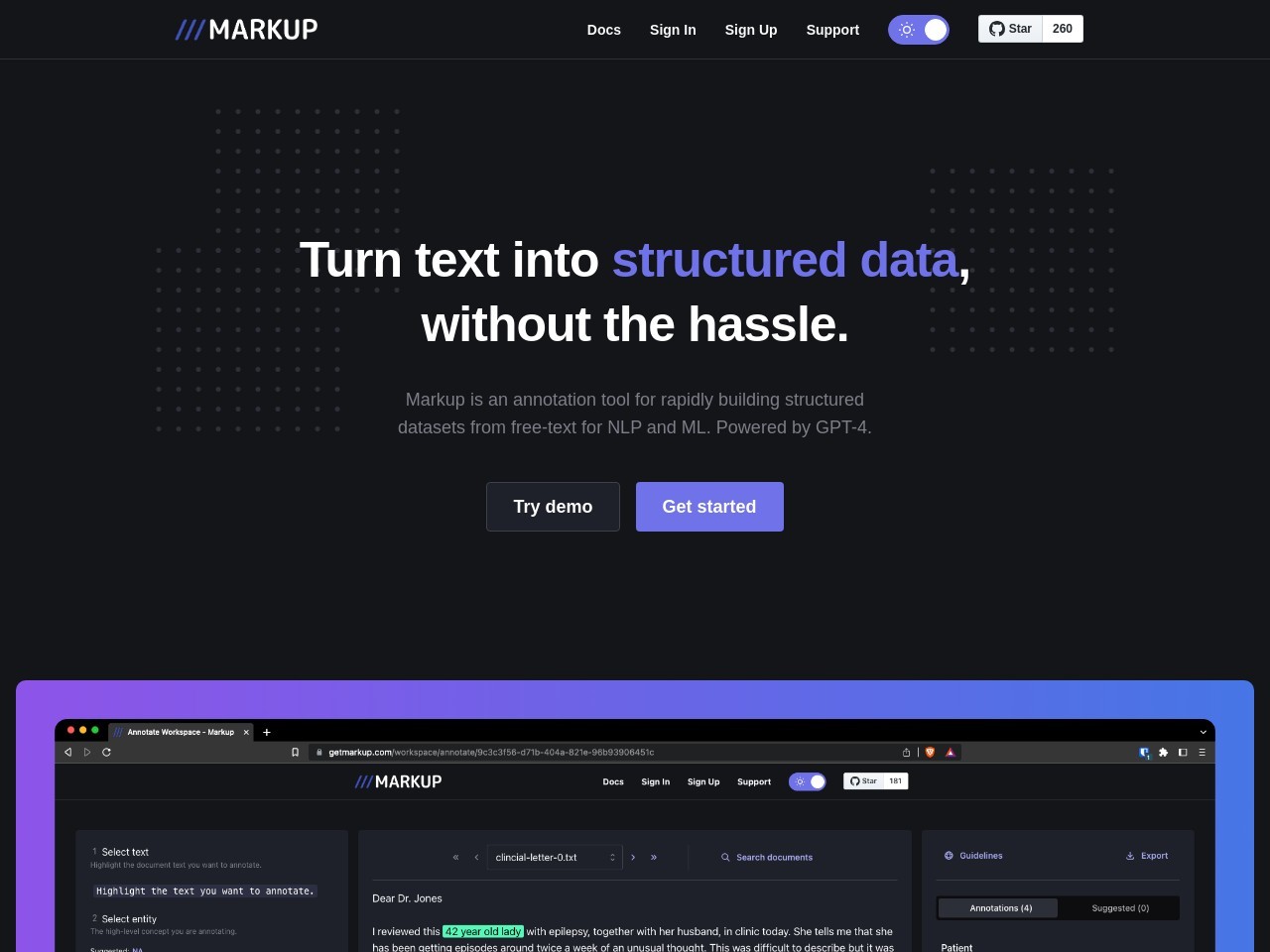 Markup: Document Annotation官网 – 轻松将文本转换为结构化数据