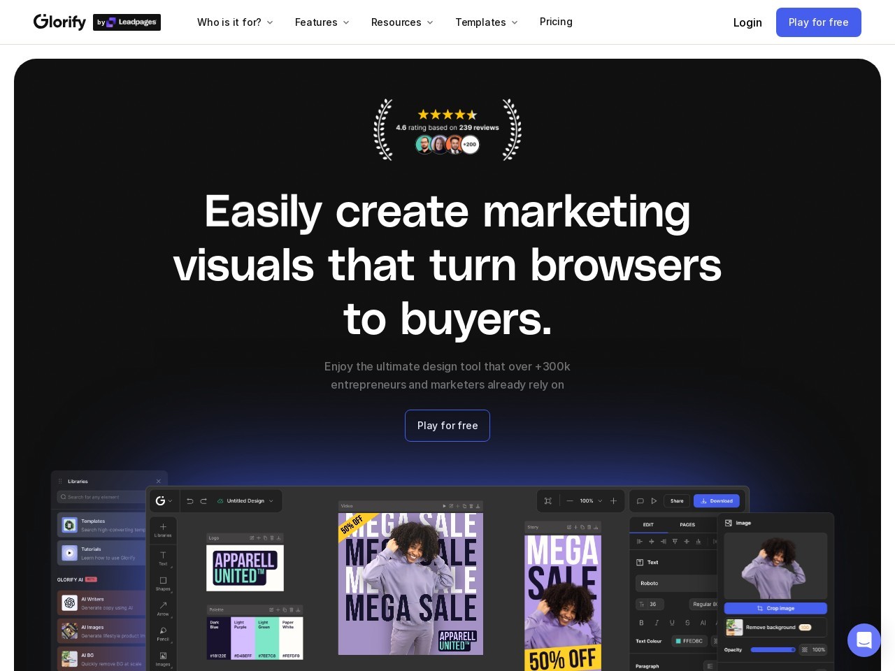 Glorify 3.0 Design Tool Powered by AI官网 – 无须设计技能的AI图形设计工具