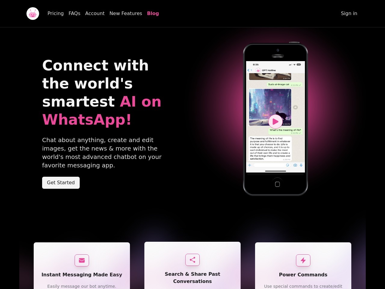 GPTHotline官网 – WhatsApp上的AI助手