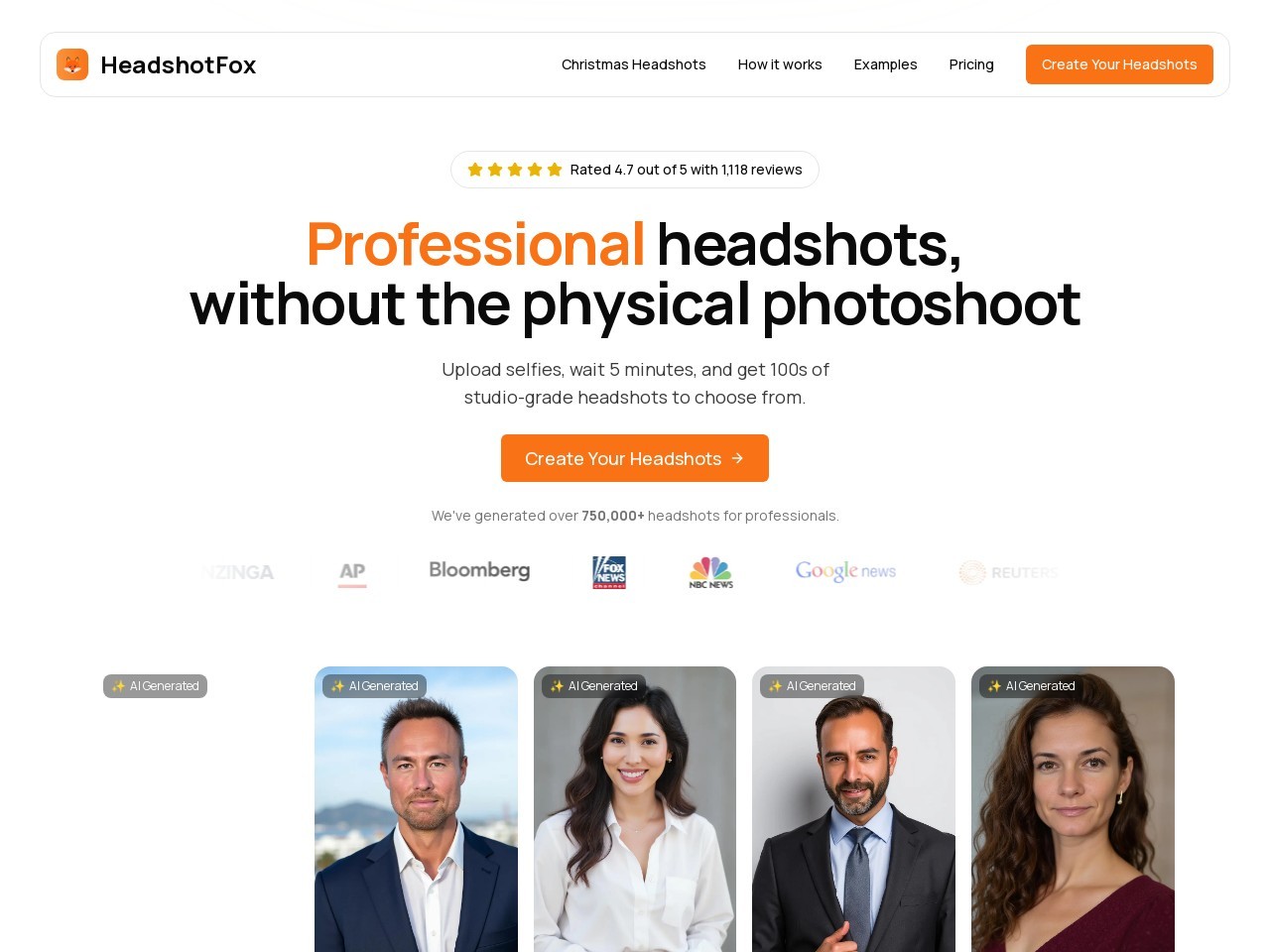 HeadshotFox官网 – AI生成专业头像的工具