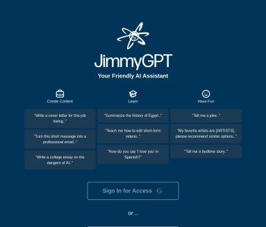 JimmyGPT官网 – 创建和分享个性化AI聊天机器人