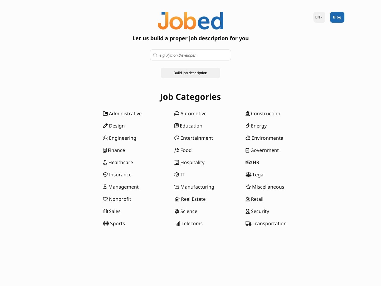 Jobed官网 – AI驱动的职位描述生成工具