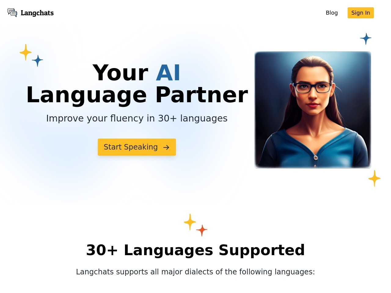 Langchats官网 – AI语言伙伴，帮助提升流利度