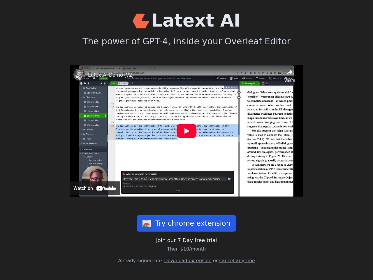 Latext AI官网 – 强大的Overleaf编辑器插件