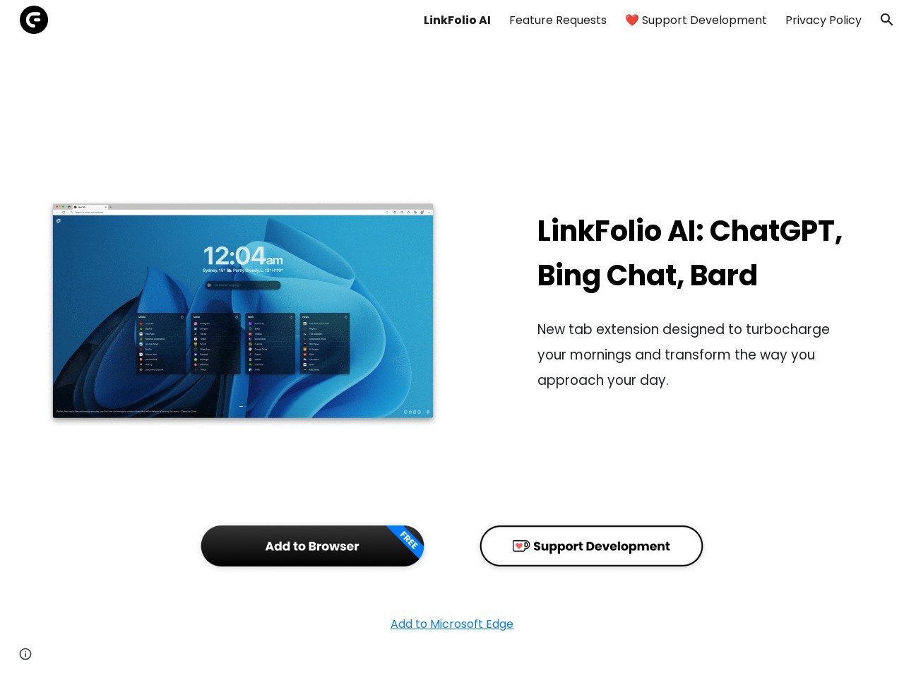 LinkFolio AI – Personalised New Tab-提升早晨效率的个性化新标签页