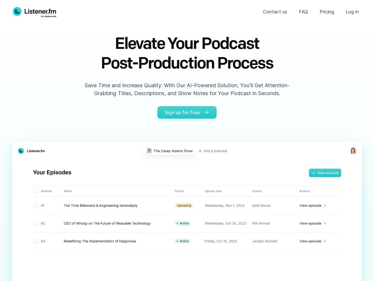 Listener.fm官网 – 提升播客后期制作的AI工具