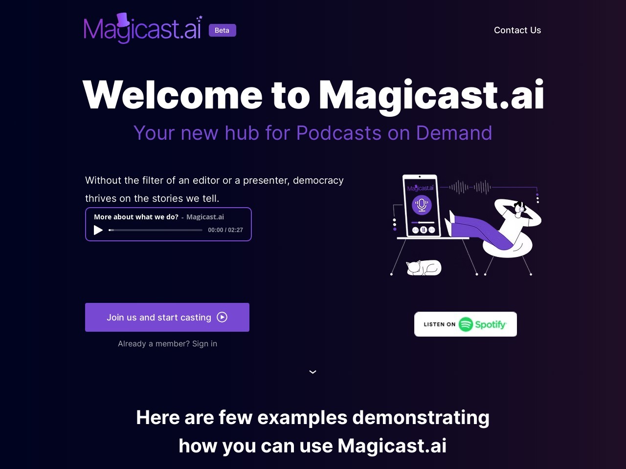 Magicast.ai官网 – 个性化播客创作平台