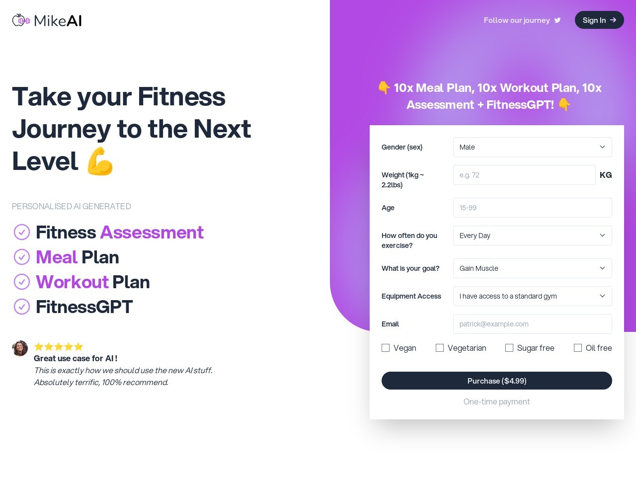 MikeAI – Personalized AI Fitness Coach-智能健身教练，助你达成健康目标