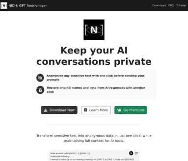 NICH: GPT Anonymizer官网 – 隐私保护的AI交互工具
