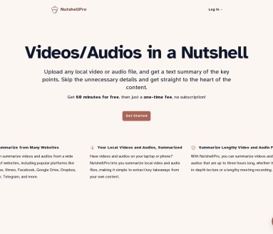 NutshellPro官网 – 视频音频关键点总结工具