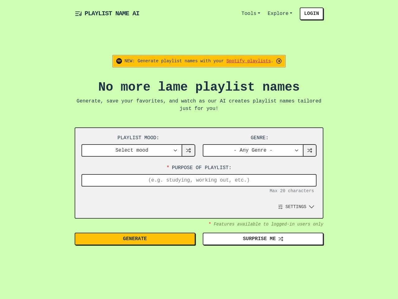 PlaylistName AI官网 – 智能生成音乐播放列表名称