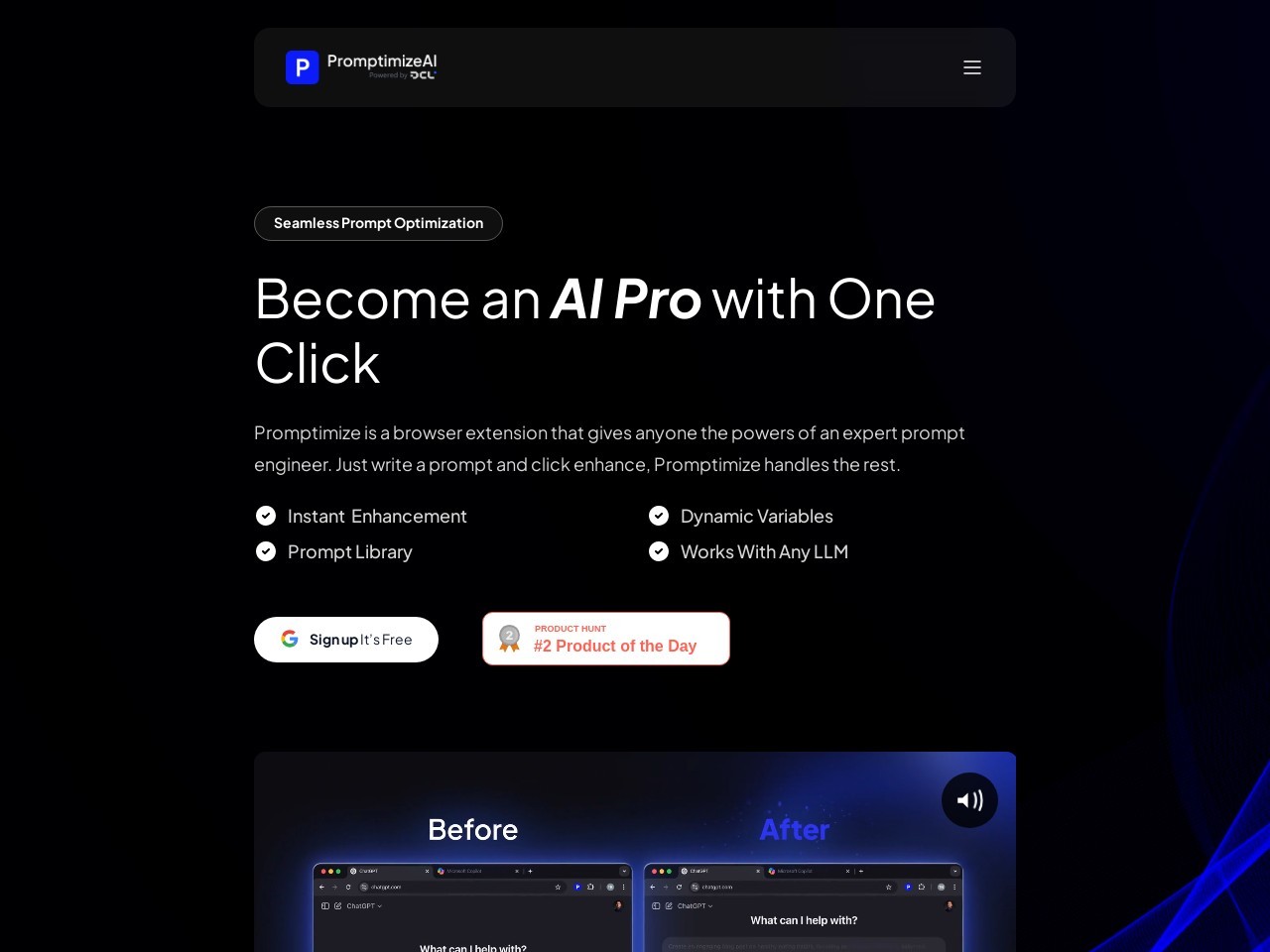 Promptimize AI官网 – 智能优化提示词的浏览器扩展