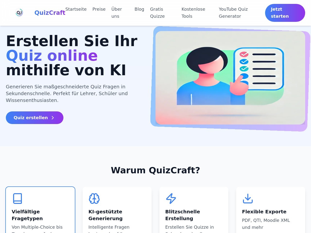 QuizCraft官网 – 一键生成互动测验