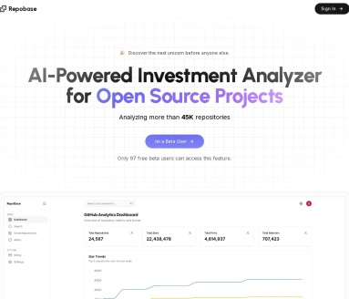 RepoBase官网 – AI驱动的GitHub开源项目投资分析工具