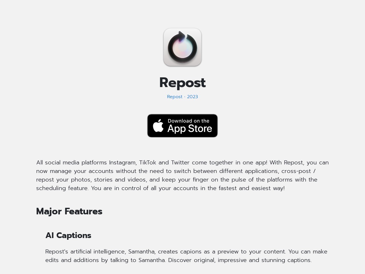 Repost AI : Instagram – Tiktok – Twitter-轻松分享社交媒体内容