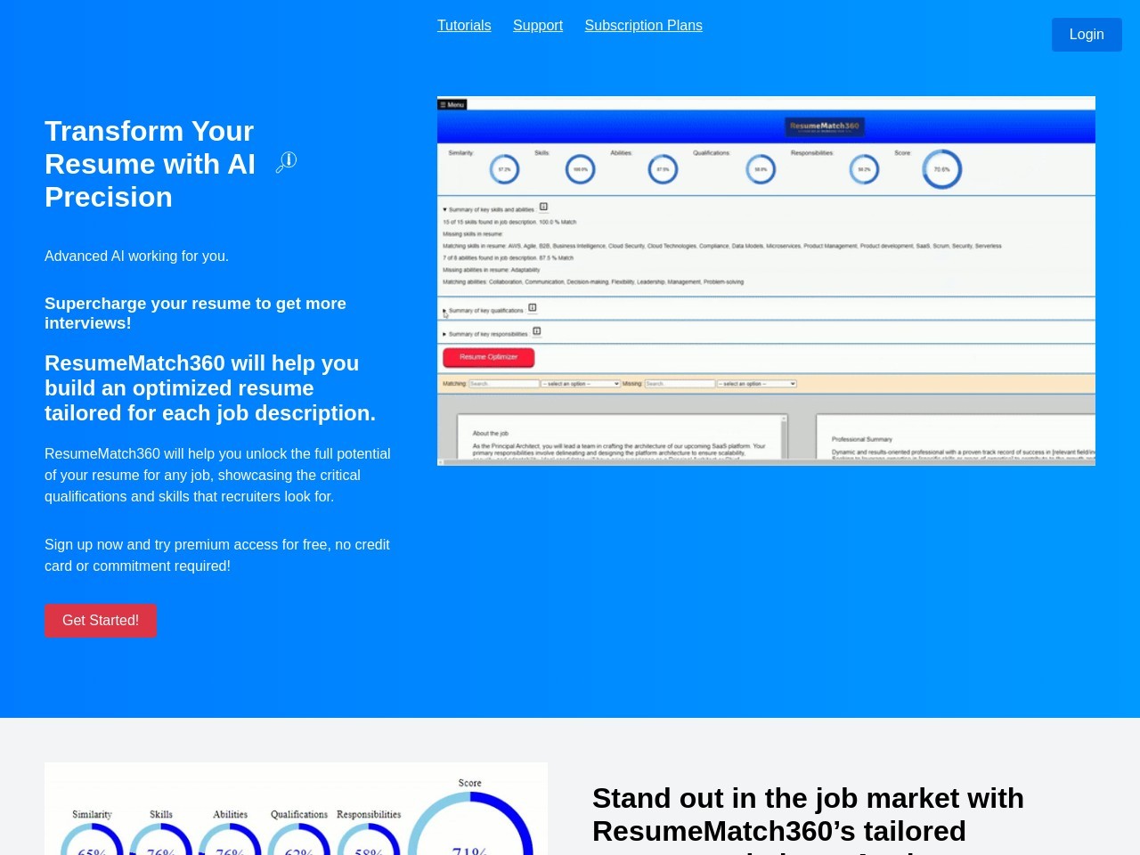 ResumeMatch360官网 – 智能简历优化工具