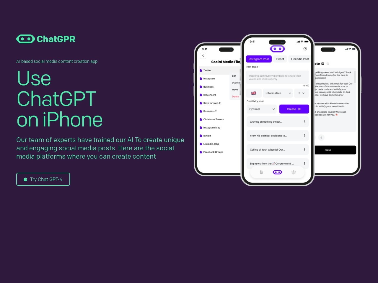 ChatGPR官网 – AI社交媒体内容创作工具