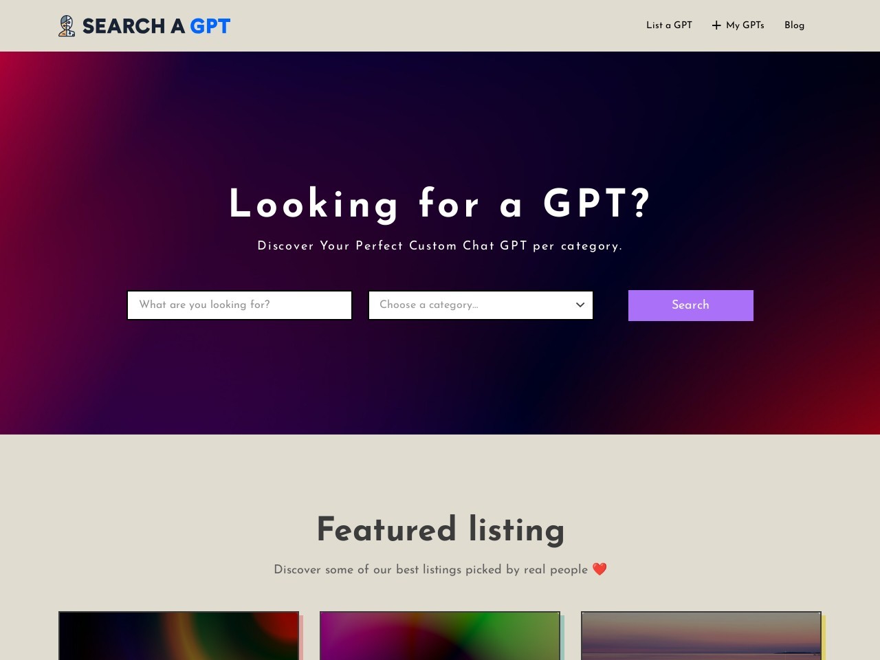 Search a GPT官网 – 轻松找到适合你的GPT工具