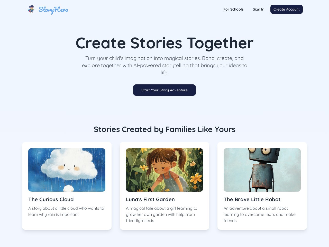 StoryHero官网 – 家庭共创故事的AI平台