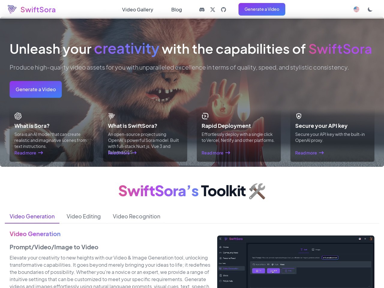 SwiftSora官网 – 轻松将文本转化为视频
