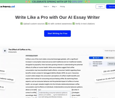Textero.ai Essay Writer官网 – AI驱动的学术写作工具