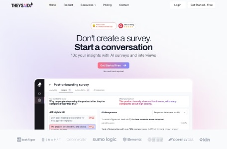 theysaid.io：AI智能进行对话问卷-轻松收集客户数据信息