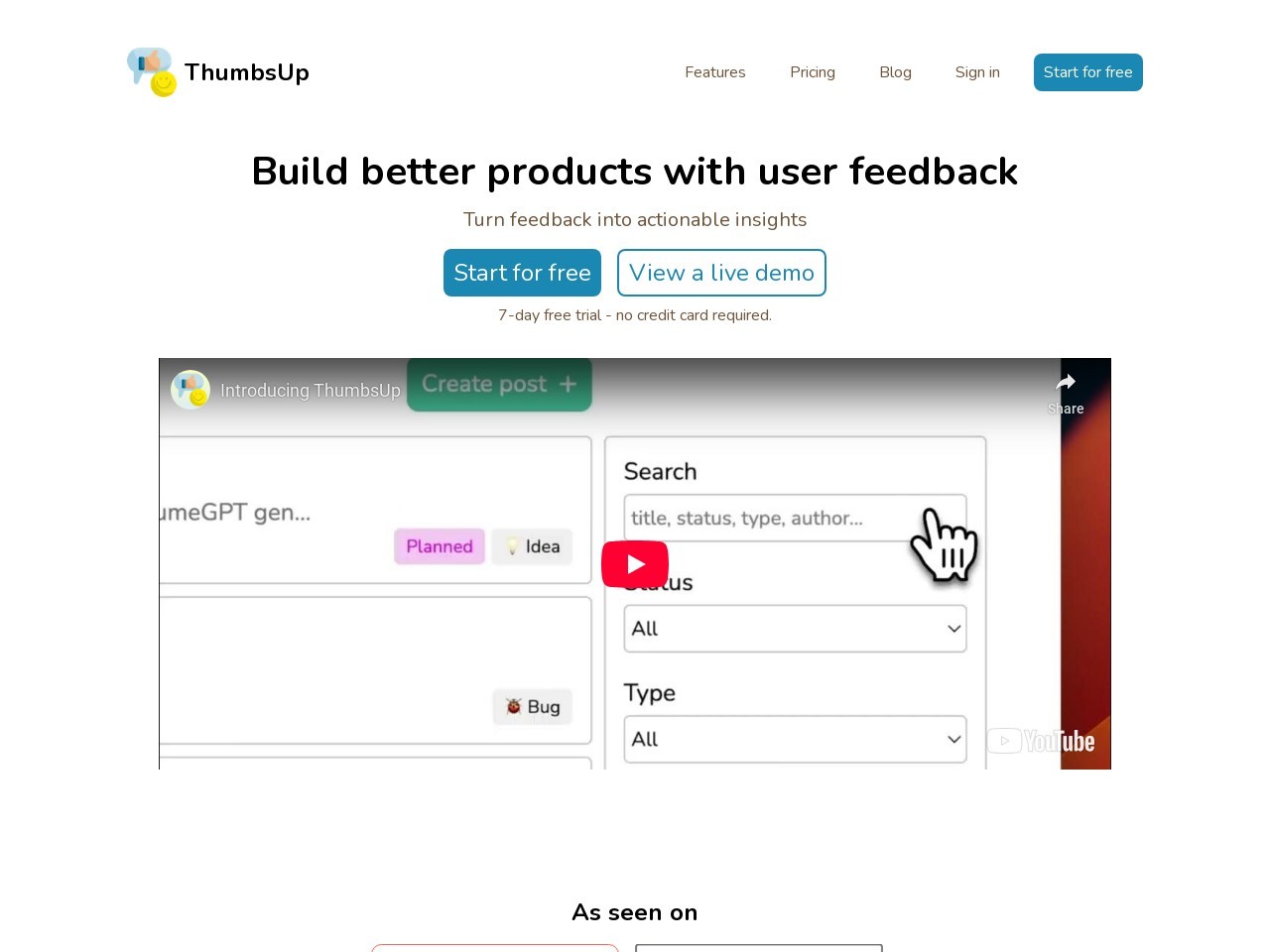 ThumbsUp官网 – 用户反馈收集工具