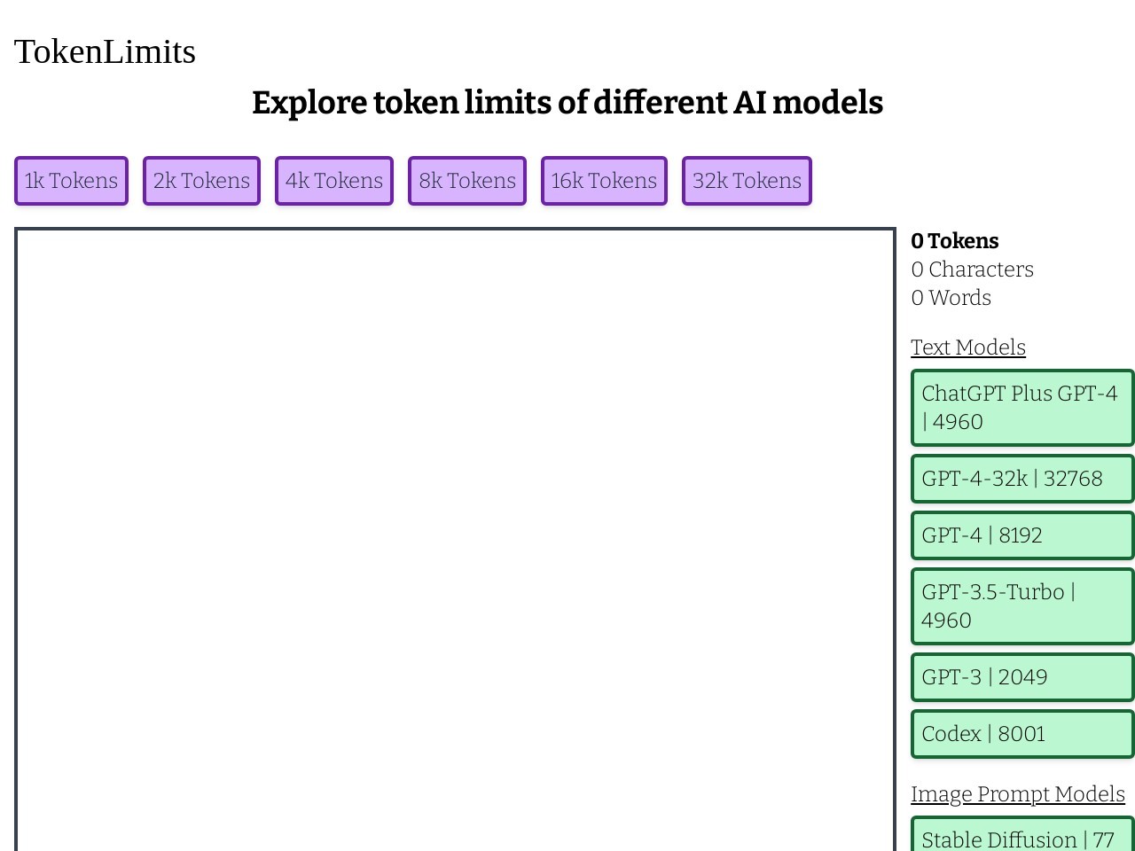 Tokenlimits官网 – 探索不同AI模型的令牌限制