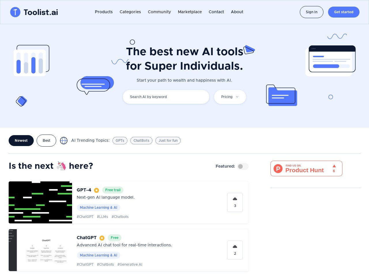 Toolist.AI官网 – 连接用户与AI工具的平台