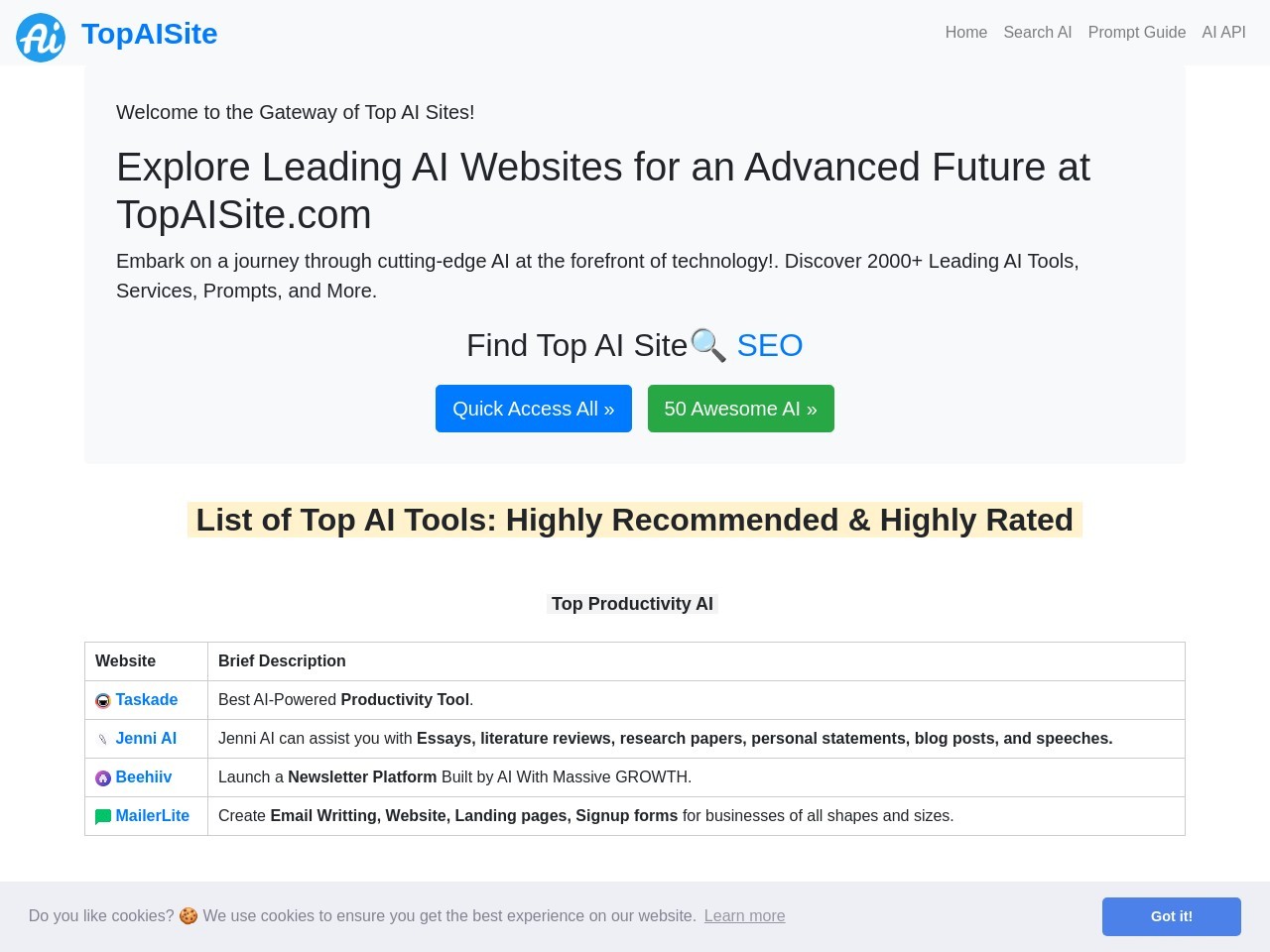 Top AI Site官网 – 发现顶尖AI工具的网站