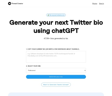 TwitterBio 推特简介生成器
