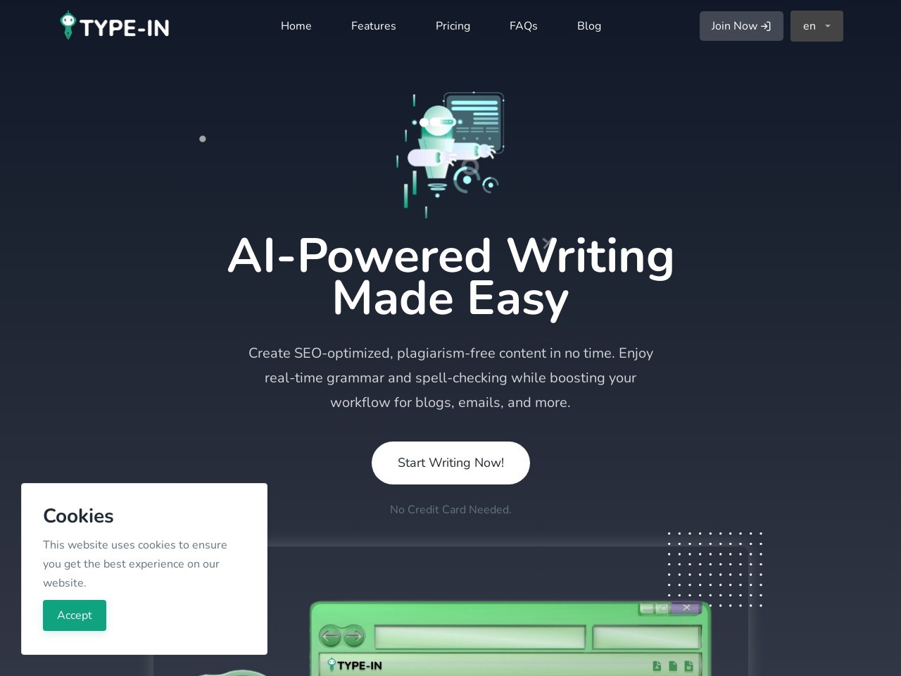 Type-in write emails in Seconds!!官网 – 瞬间生成英文邮件的AI工具