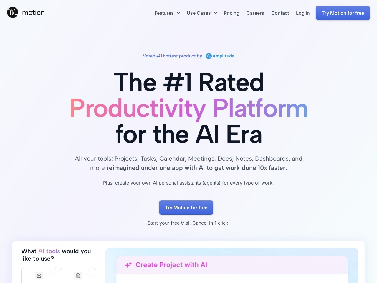 Motion AI Project Manager官网 – AI驱动的自动化项目管理工具