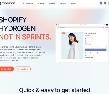 Weaverse, AI-Powered Page Builder官网 – 为Shopify卖家提供的智能页面构建工具