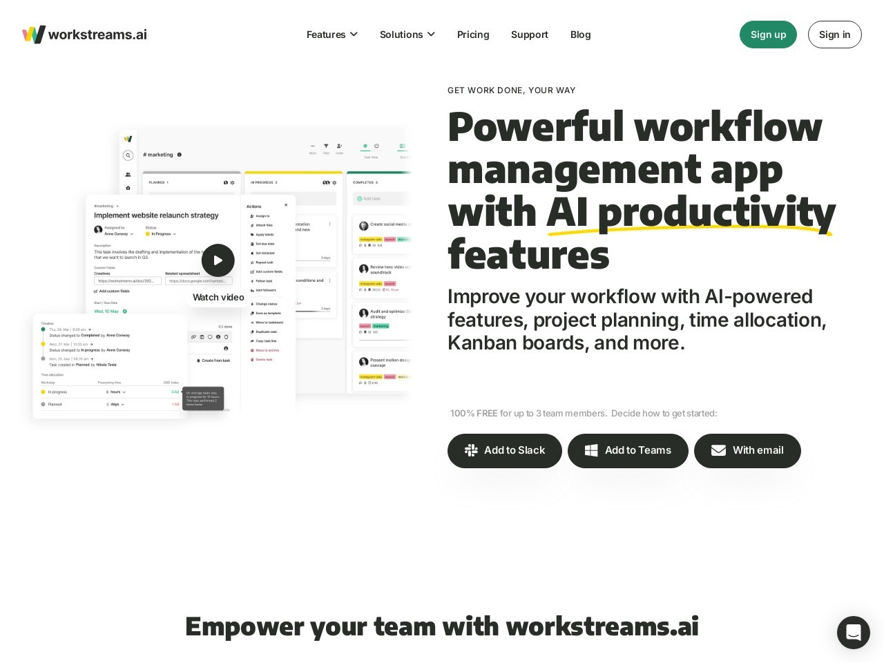 workstreams.ai官网 – 智能化的工作流管理应用