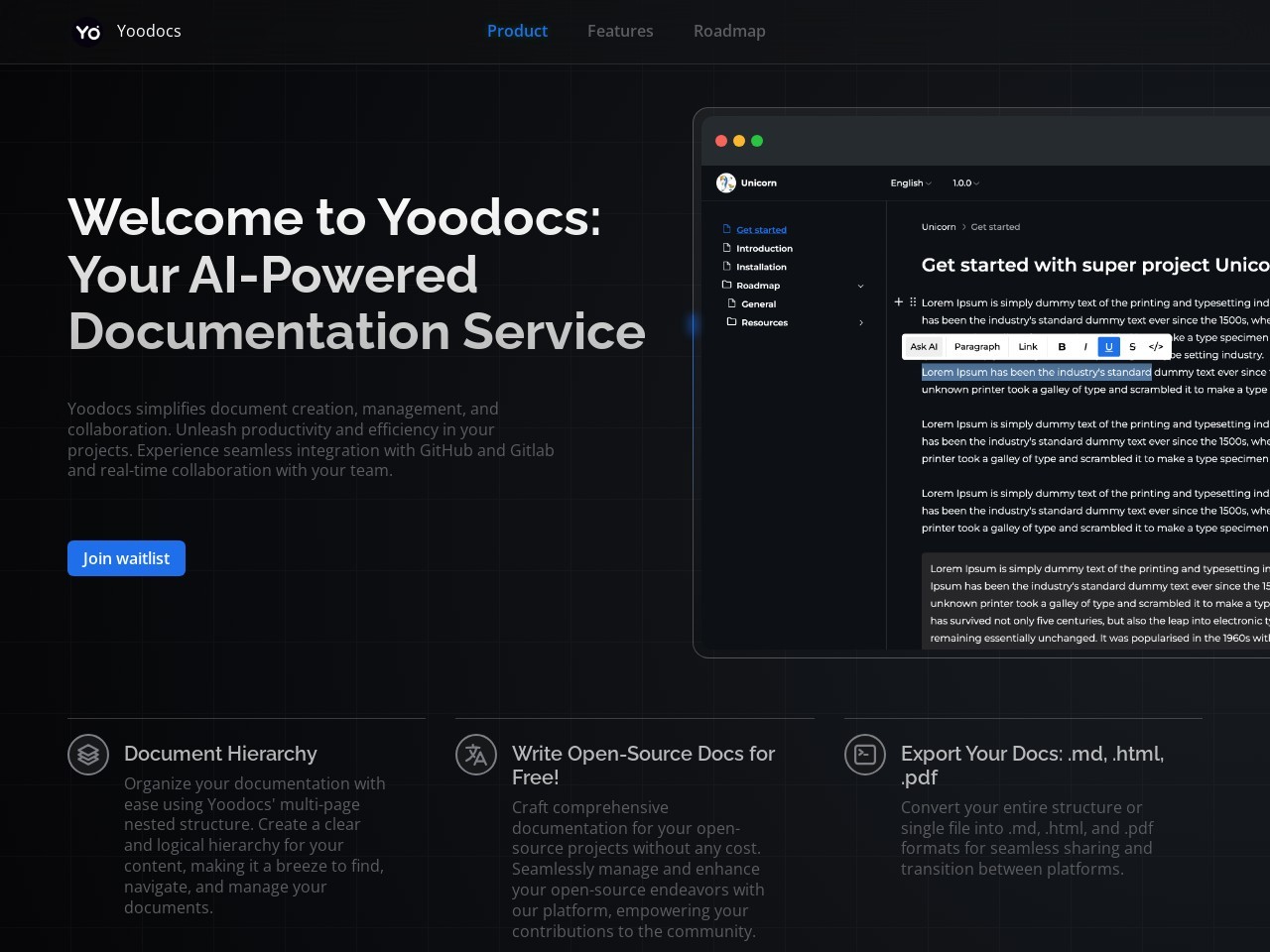 Yoodocs官网 – 智能化的文档服务