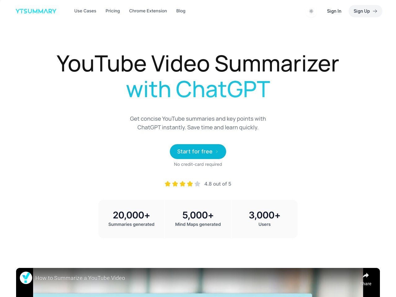 YTSummary官网 – YouTube视频总结工具