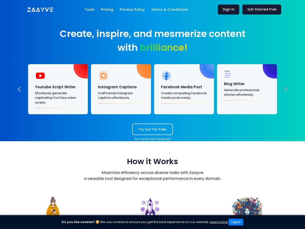 Zaayve AI官网 – 解锁创意的AI工具